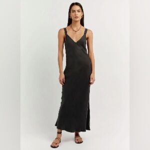 DISSH Kendall Black Slip Midi Dress
